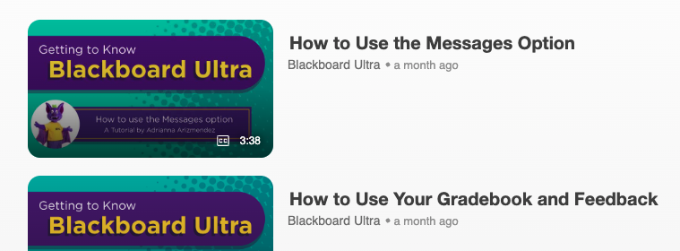 Screenshot of Blackboard Videos