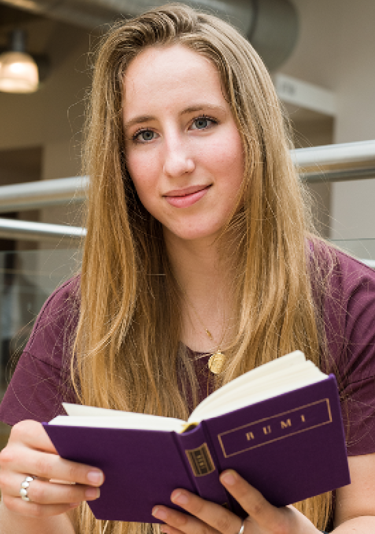 Student reading a book