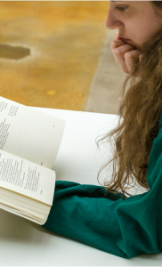 A student reading a book