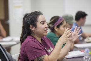 Student speaking in class