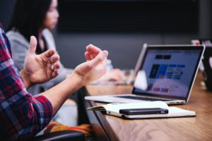 Person's hands while communicating