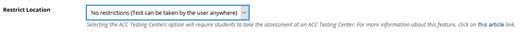 No restrictions option in test options