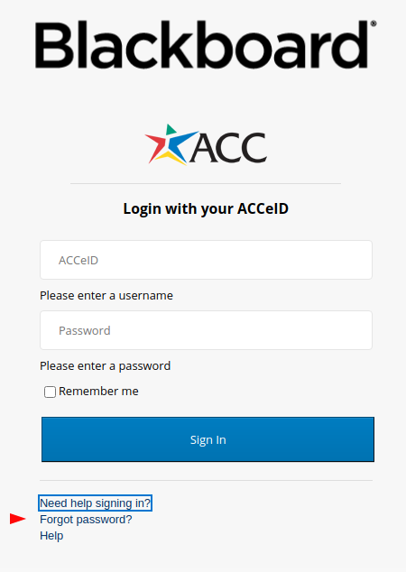 ACC blackboard login graphic